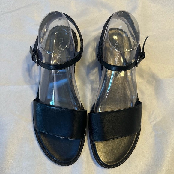 Stuart Weitzman Black Leather Sandals - Picture 1 of 5